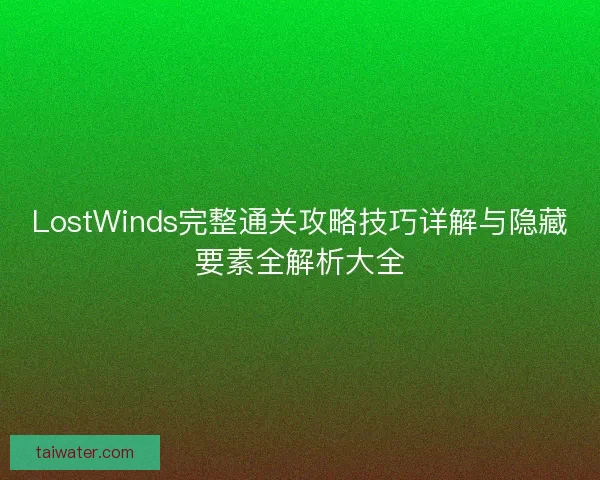 LostWinds完整通关攻略技巧详解与隐藏要素全解析大全