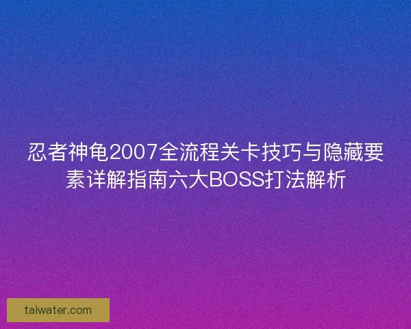 忍者神龟2007全流程关卡技巧与隐藏要素详解指南六大BOSS打法解析